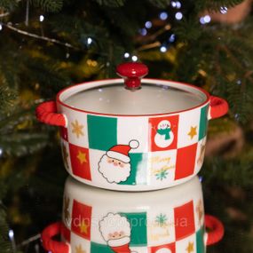 Супница фарфоровая Christmas новогодняя  800 (мл) с крышкой Yiwu FM-CS-9C