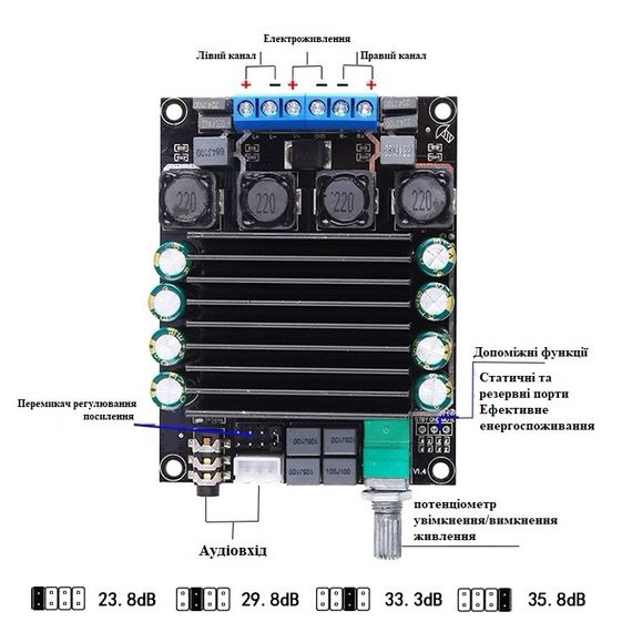 Стерео HIFI усилитель звука 2х100W D класс TDA7498 DC12-36V | Зображення 1