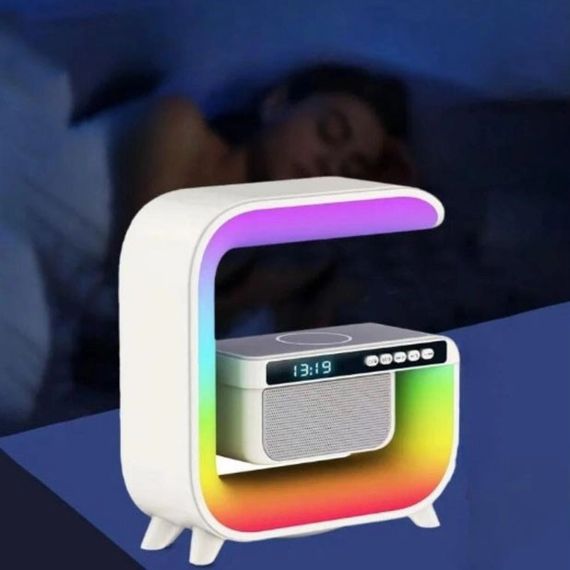 Нічний акумуляторний RGB G3 з бездротовою зарядкою 15W і Bluetooth колонкою 3W Настільна NE-103 смарт лампа | Зображення 7