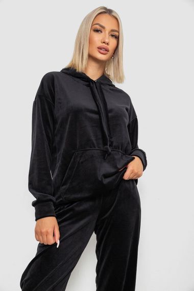 Спортивный костюм женский велюровый, цвет черный, 241R1530-5 | Зображення 1
