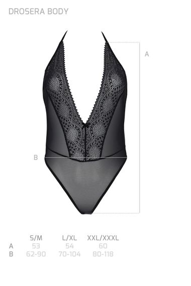 Боди Passion DROSERA BODY black, L/XL, высокие вырезы, верх на завязках sexstyle | Зображення 4