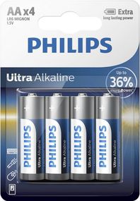Philips Батарейка Ultra Alkaline лужна AA блістер, 4 шт (LR6E4B/10)