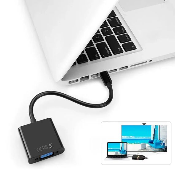 Адаптер-преобразователь Mini Display Port (Thunderbolt) - VGA (чёрный) | Зображення 4