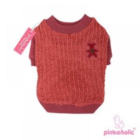 Свитер для собак Pinkaholic с нашитым мишкой, бордовый