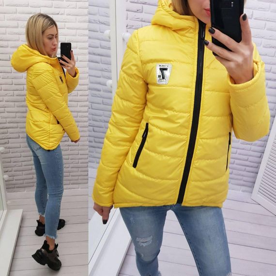 Жіноча демісезонна куртка з емблемою, арт.210/7, жовтий | Зображення 8