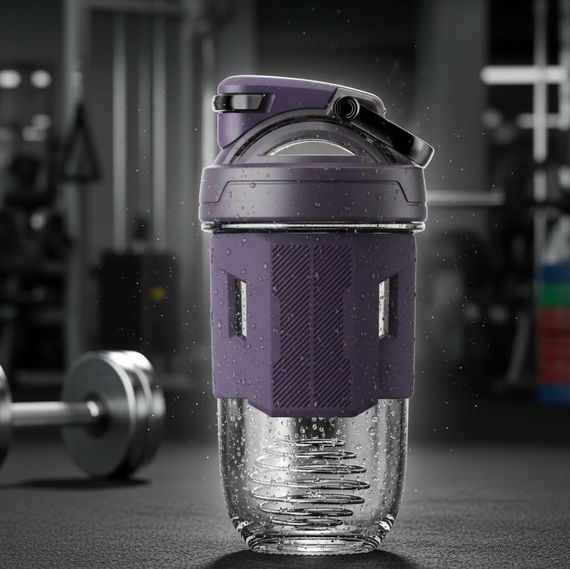 Спортивный шейкер TKK (700 мл) - Фиолетовый Tritan BPA-free, ударопрочный, с венчиком для смешивания | Зображення 2