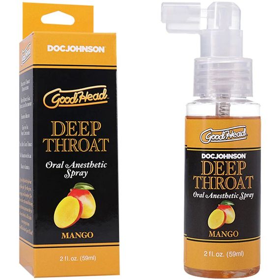 Спрей для мінету Doc Johnson GoodHead DeepThroat Spray - Mango 59 мл для глибокого мінету | Зображення 1