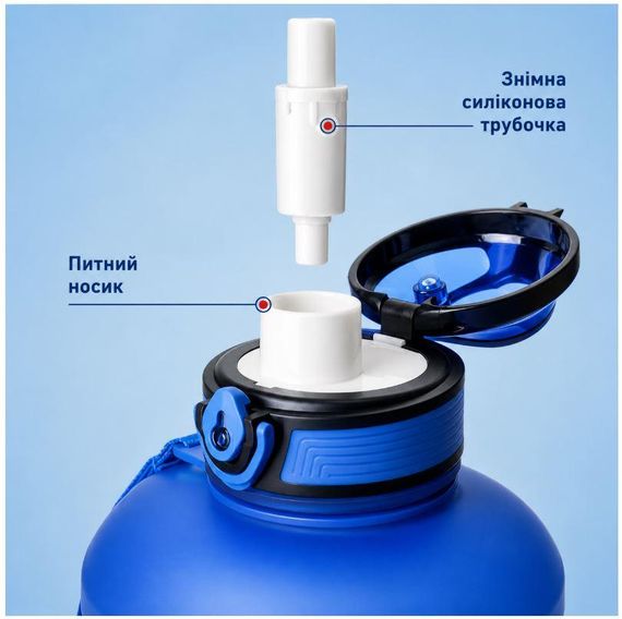 Спортивная бутылка для воды KANGZYUAN 1800 мл (1,8л) Голубой градиент (BPA Free) Tritan | Зображення 7
