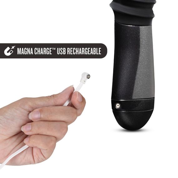 Пульсатор Blush Temptasia – Lazarus Thrusting Dildo – Black, ребристий стовбур, 3 швидкості | Зображення 2