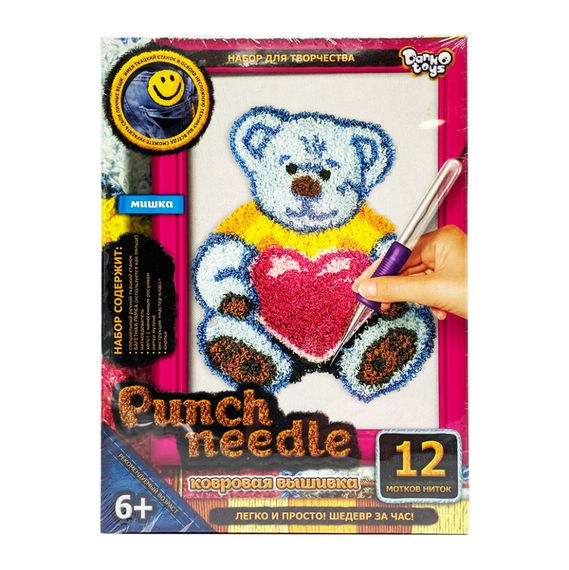Набор для творчества: килимовая вышивка Мишка голубой "Punch Needle" PN-01-06
