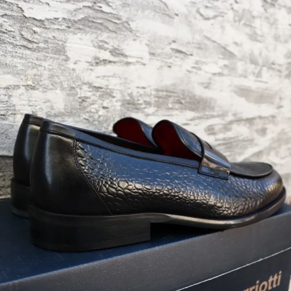 Чоловічі туфлі Лофери з принтом із натуральної шкіри 44 розмір | Зображення 1