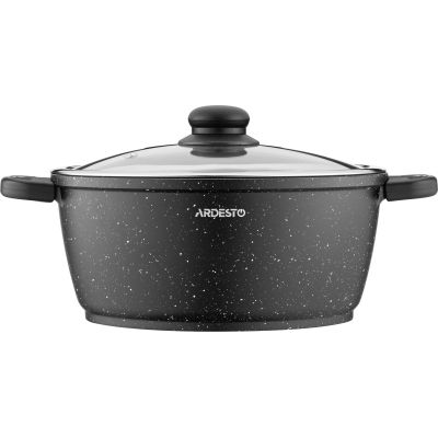Кастрюля Ardesto Gemini Anzio скляна кришка 24 см 4,4 л чорна (AR2424GE) | Зображення 3