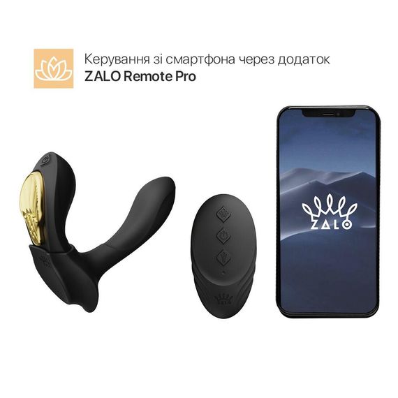 Смарт-вібратор у трусики Zalo - AYA Obsidian Black, насадка та пульт ДК | Зображення 1