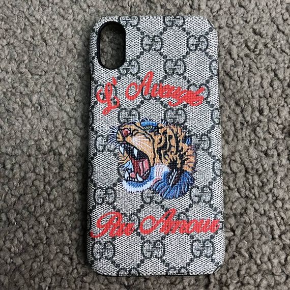 Чехол Gucci iPhone X Case with Tiger GG Supreme