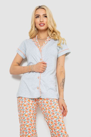 Пижама женская с принтом  -уценка, цвет серый, 243R19013-U | Зображення 1