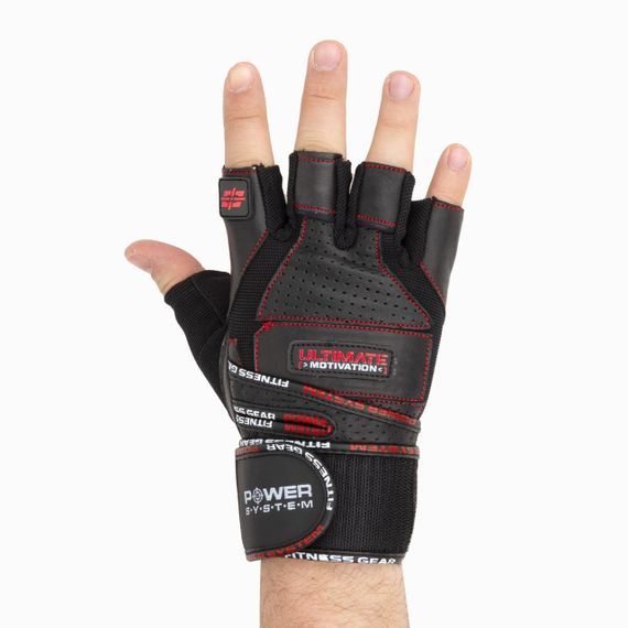 Рукавички для фітнесу Power System PS-2810 Ultimate Motivation Black/Red Line L | Зображення 2