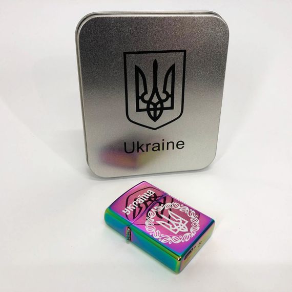 Дугова електроімпульсна запальничка USB Україна (металева коробка) HL-447. IS-712 Колір: хамелеон | Зображення 3