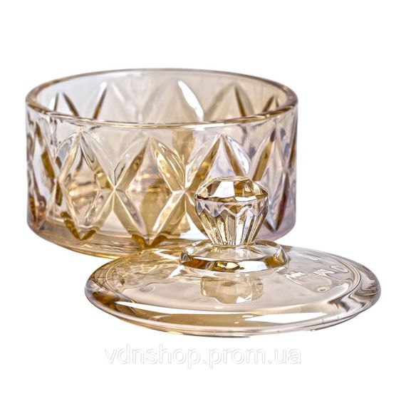 Цукерниця з кришкою Ø 10 см скляна коричнева HP-YH-21 | Зображення 3