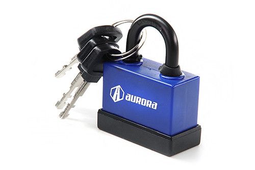Замок навесной обрезиненный (влагостойкий) 72x49x22мм дисковый (финский) ключ пластик AURORA