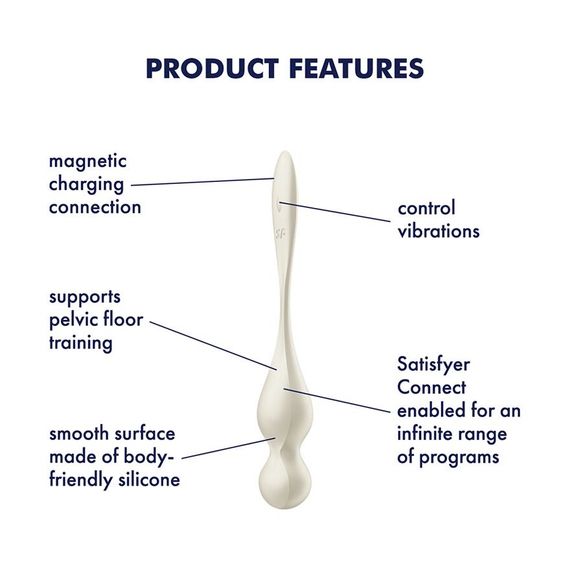 Вагінальні смарт-кульки з вібрацією Satisfyer Love Birds 1 Connect App White, 78 г | Зображення 5