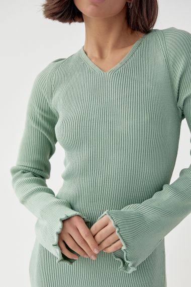 Приталена сукня міді зі шнурівкою на спині - м'ятний цвет, ONE SIZE (є розміри) | Зображення 3