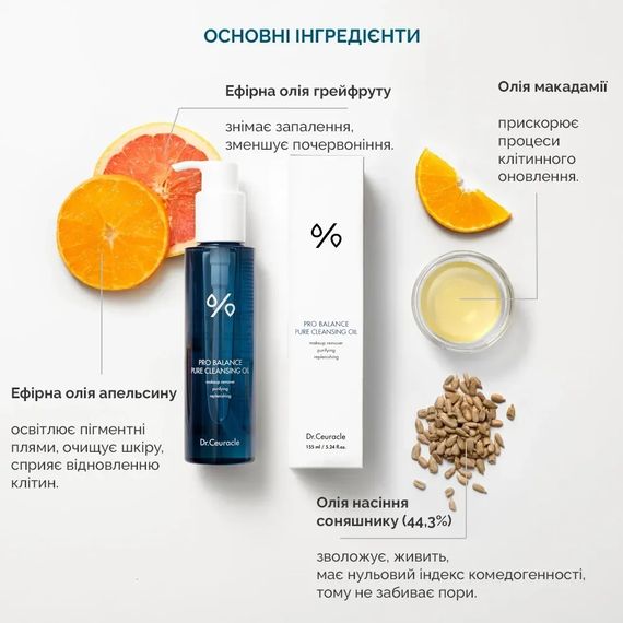 Очищающее гидрофильное масло с пробиотиками Dr. Ceuracle Pro Balance Pure Cleansing Oil (155 ml) | Зображення 1