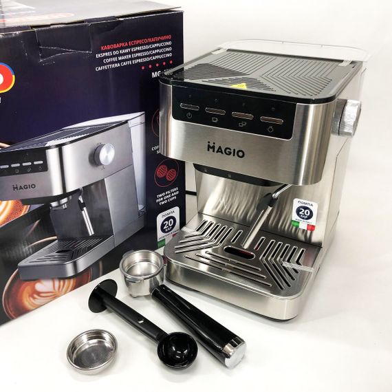 Кавоварка рожкова MAGIO MG-453 960 Вт, кавоварка з можливістю приготування еспресо, кавоварка латте | Зображення 4