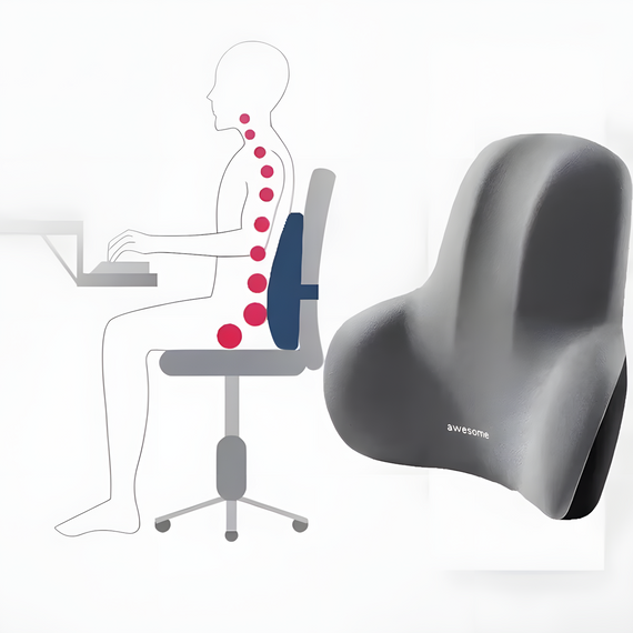 Ортопедична подушка для попереку Memory Foam для авто та офісного крісла сіра | Зображення 2