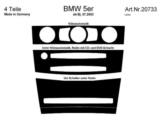 Накладки на панель Meric Дерево для BMW 5 серия E-60/61 2003-2010 гг | Зображення 3
