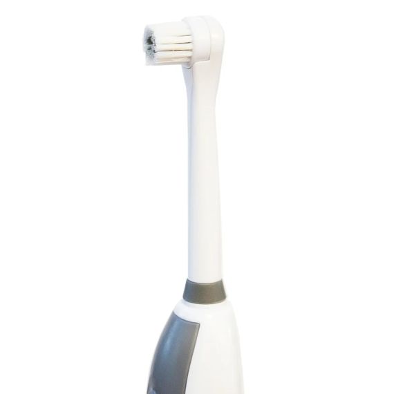 Електрична зубна щітка з насадкою на батарейках, м’яка щетина, ротаційне очищення для дорослих і дітей з обертовою голівкою сіра | Зображення 2