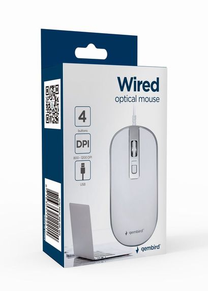 Оптична миша, MUS-4B-06-WS USB інтерфейс, бiло-сiра | Зображення 3