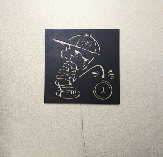 Панно декоративне картина на стіну BMW vs Mercedes LED підсвітка 600х600 acr-p000173 | Зображення 1