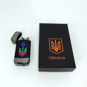Дуговая электроимпульсная зажигалка с USB-зарядкой Украина LIGHTER HL-439. XA-734 Цвет: черный