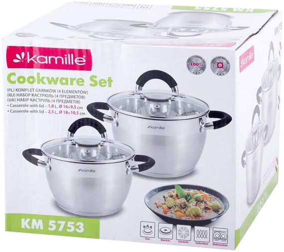 Набір 2 каструлі Kamille Marsaili 1.8л, 2.5л з силіконовими ручками | Зображення 5