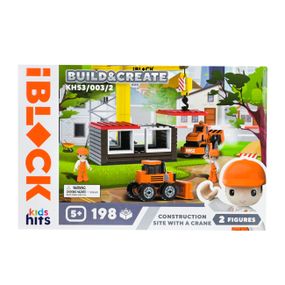 Конструктор "Строй площадка с краном" KH53/003/2 Build & create Mini construction site IBLOCK, 198 деталей, в коробке (6904668697449)