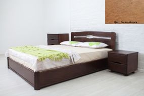 Ліжко полуторне дерев'яне Кароліна з підйомним механізмом 140х200, колір світлий горіх