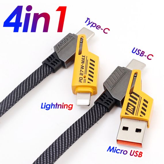 Кабель WUW-X207 USB 3 in 1 65W black | Зображення 1