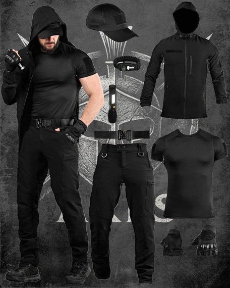 Літній тактичний костюм 8в1 TIRAN чорний ДЛ6514 | Зображення 9