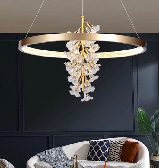 Люстра світлодіодна підвісна LED світильник для квартири на стелю лед 26645 Золото 65-200х60х60 см.