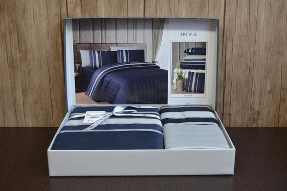 Постільна білизна First Choice Deluxe Satin DARK 160х220 см сімейний Artwel Navy Blue | Зображення 2