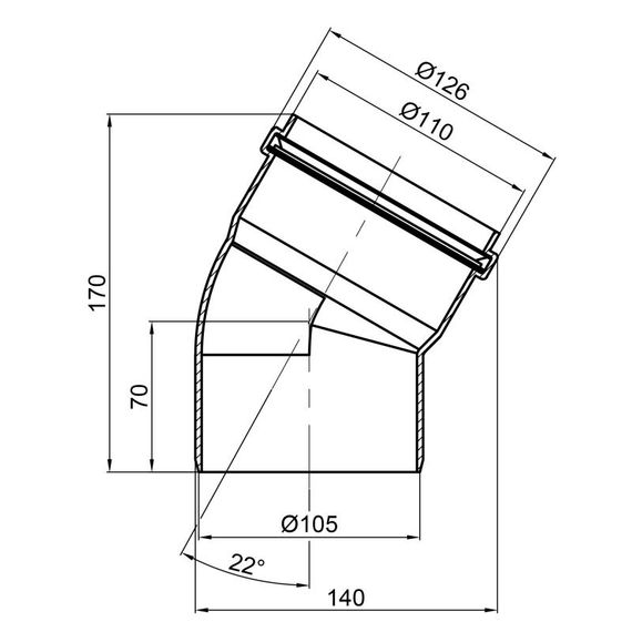 Коліно каналізаційне PPR TA Sewage 110, 22° TASEBPP22110 | Зображення 1
