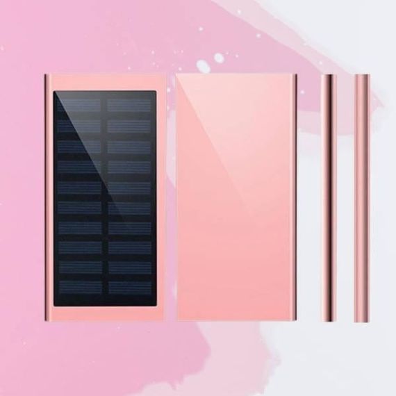 Power bank 20000mAh с солнечной панелью Solar Charger Розовый
