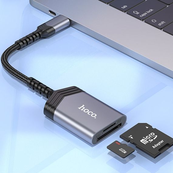 Картридер Hoco UA25 2in1 Type-C Metal gray | Зображення 6