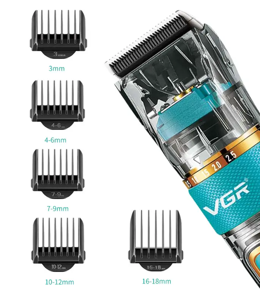 Машинка для стрижки VGR V 695 / Аккумуляторная машинка для стрижки волос + 6 насадок, с USB / Беспроводной триммер для стрижки | Зображення 1