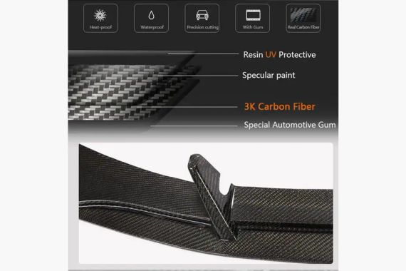 Накладка на передній бампер Lip (для S-Line SD 2019-2024, Карбон) для Ауди A4 B9 рр | Зображення 2