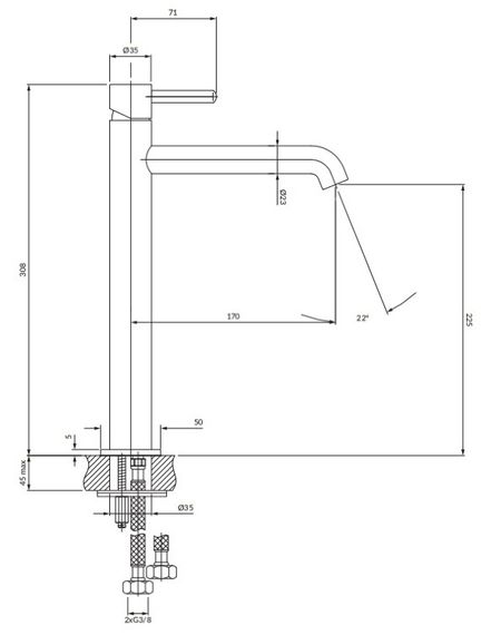 Змішувач для раковини Omnires Y brushed gold (Y1212GLB) | Зображення 1