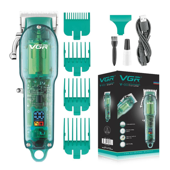 Професійна машинка для стрижки VGR Professional Clipper Transparent Green V-660 | Зображення 5
