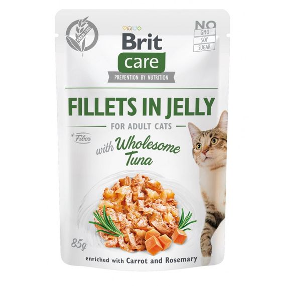 Влажный корм Brit Care Cat Pouch для кошек, в желе, тунец, 85 г