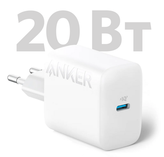Мережевий зарядний пристрій Anker PowerPort - 20W USB-C White | Зображення 1