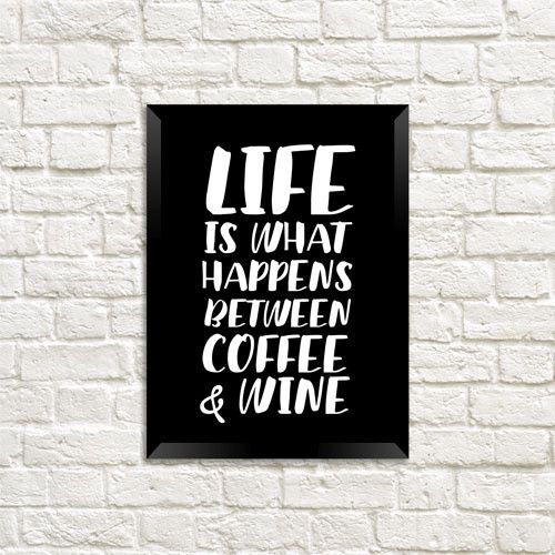 Постер у рамці Life is what happens between coffee & wine A4 (MT4_COF008_BL)